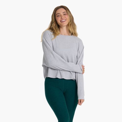 Vuori Slouchy Waffle Crew Light Heather Grey